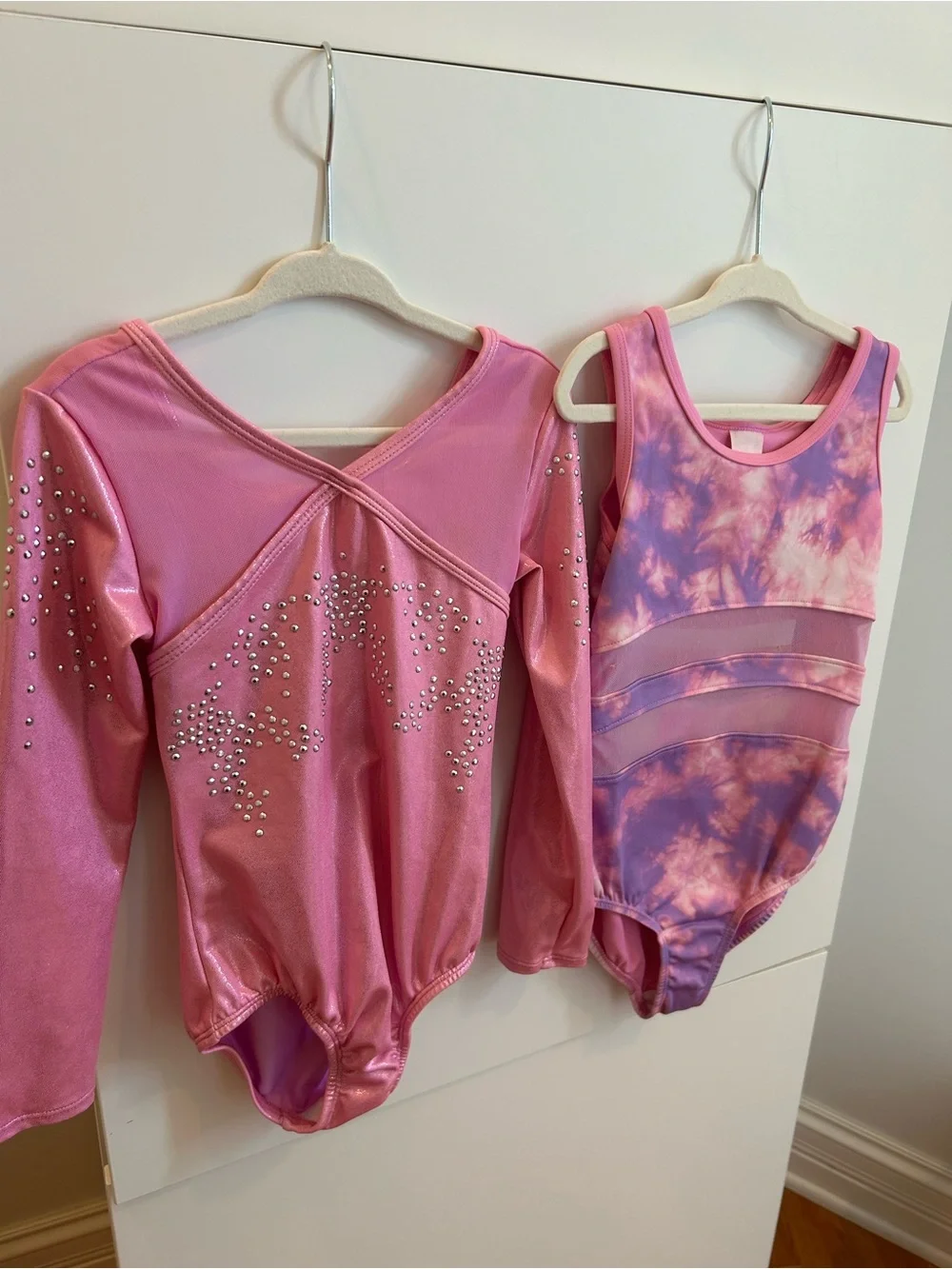 Set of 2 Pink Tie-Dye and Sparkle Dance Leotards - Size XS (4/5)